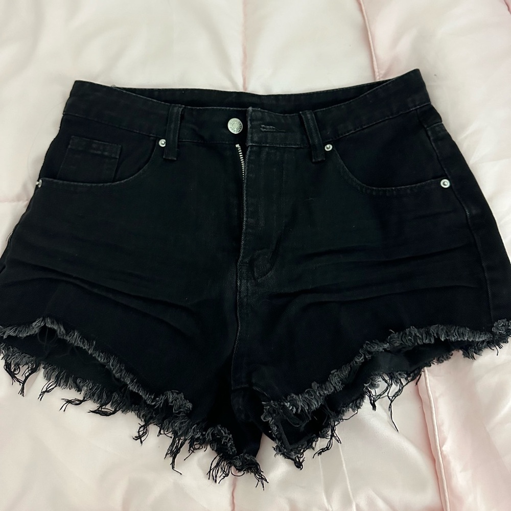 Black jean shorts